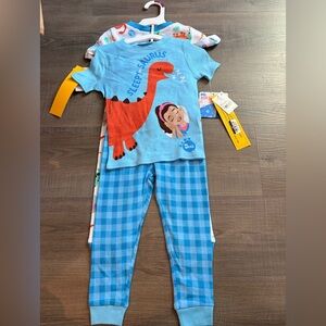Ms Rachel Blue and Orange Dino Pajama Set